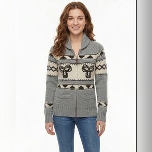 🌷Aritzia TNA "Sea to Sky" Cowichan-style zip-up cardigan in Grey🌷size: S